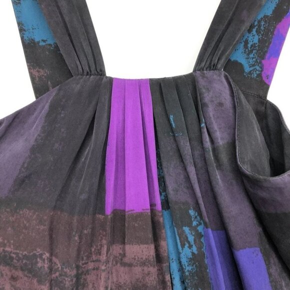 Banana Republic  jewel toned silk colorblock purple black mini shirt dress 2 - Picture 9 of 14